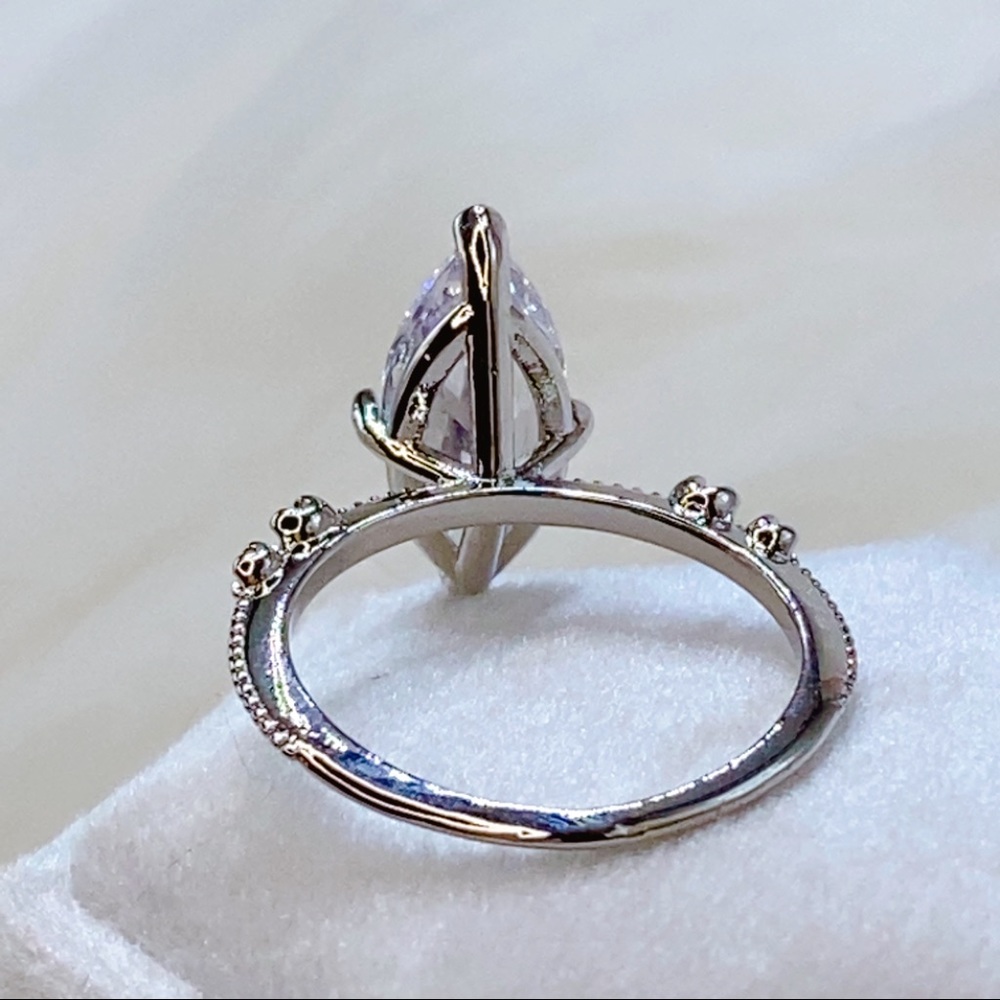 14k white gold 3 CT diamond ring marquise engagement wedding solitaire - Picture 9 of 12